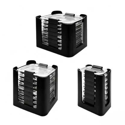 Lid Organizer for Rubbermaid Brilliances,Fits 4.7 & 3.2 Cup,1.3 Cup,0.5 Cup | Food Storage Container Lid Organizer for Rubbermaid Brilliances,Lid Organizer for Kitchen Cabinet - Holds 24 Lids (Black)