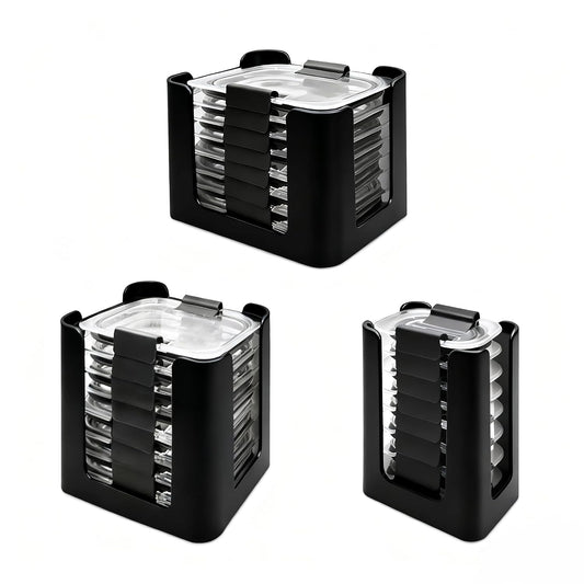 Lid Organizer for Rubbermaid Brilliances,Fits 4.7 & 3.2 Cup,1.3 Cup,0.5 Cup | Food Storage Container Lid Organizer for Rubbermaid Brilliances,Lid Organizer for Kitchen Cabinet - Holds 24 Lids (Black)