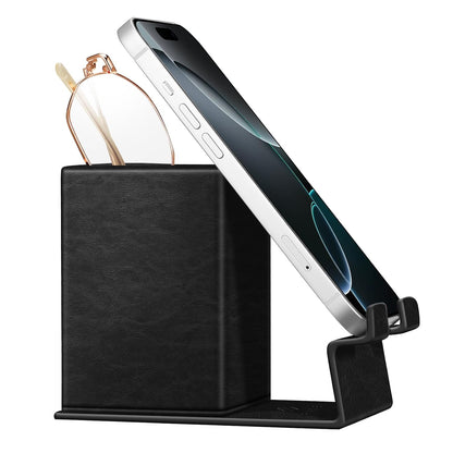 FINTIE Pencil Holder With Phone Stand, Eyeglasses Holder, Desktop Organizer | Nightstand Glasses Holder, Desktop Organizer, For Remote/Pen Storage, Office Supplies Case, Home Decor