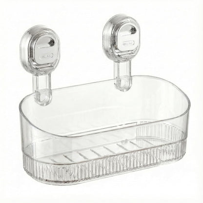 AVOKIHI Suction Cup Shower Caddy, No Drill Shower Shelf | Clear acrylic storage box for inside shower. Strong suction cups hold safely on smooth walls. No drill or adhesive.