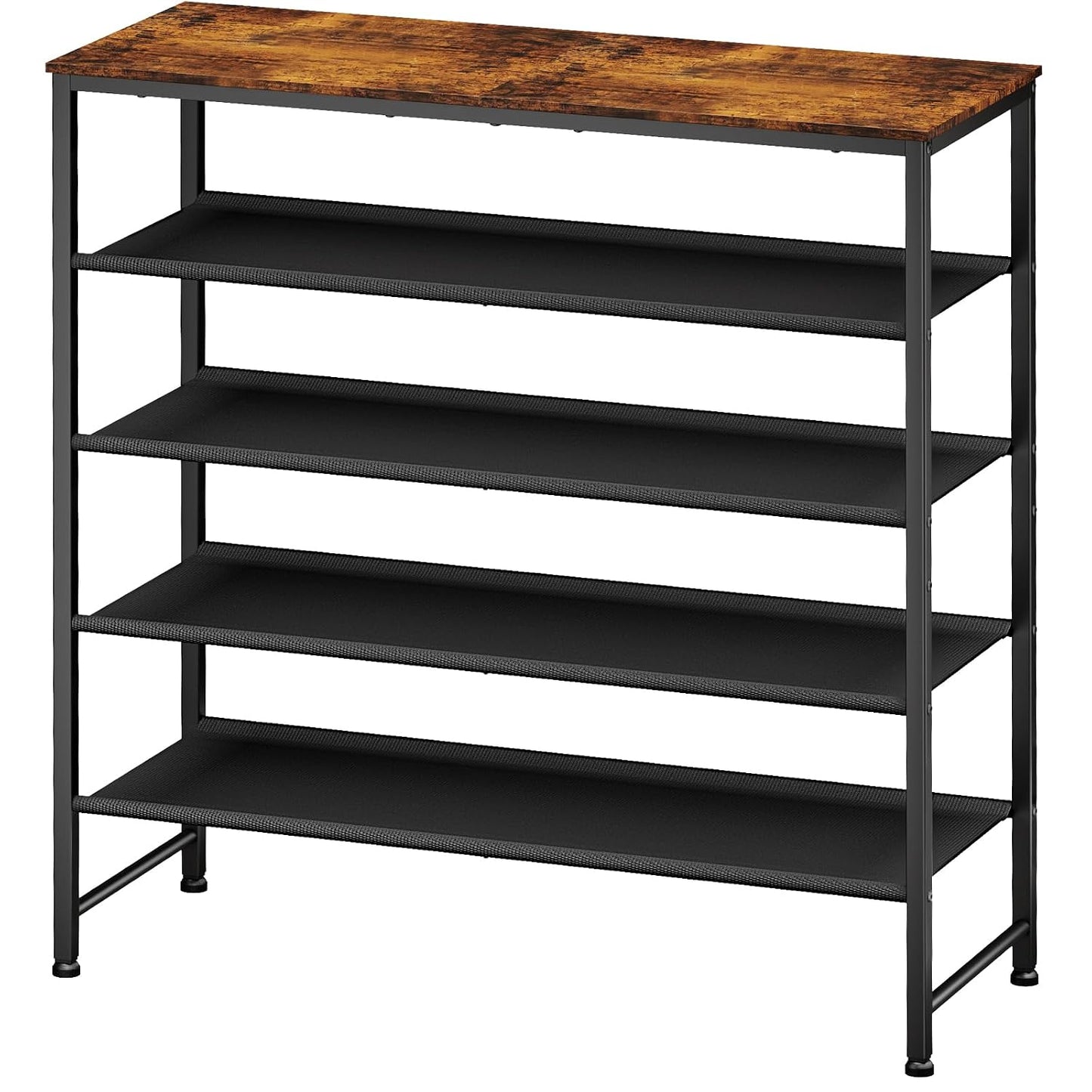 Kitsure 5-Tier Shoe Rack with Wooden Top, 29.5" x 11.4" x 31.1", Brown | Wooden Shoe Rack for Entryway, Closet, Metal Frame Shoe Storage for Closet, Space-Saving Shoe Rack Organizer with Table Top