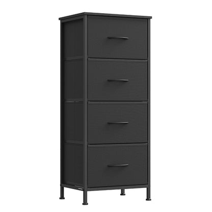 SONGMICS BELLAH Collection - Dresser for Bedroom, Chest of Drawers, Storage Organizer Unit, Closet, Entryway, Steel, 4 Drawers, Modern, Ink Black and Ebony Black ULGS314B01S