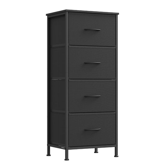 SONGMICS BELLAH Collection - Dresser for Bedroom, Chest of Drawers, Storage Organizer Unit, Closet, Entryway, Steel, 4 Drawers, Modern, Ink Black and Ebony Black ULGS314B01S