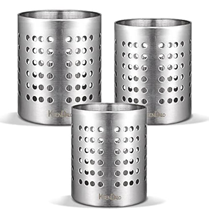 Metal Utensil Holder Set, Small SUS304 Steel Utens... (Silver)