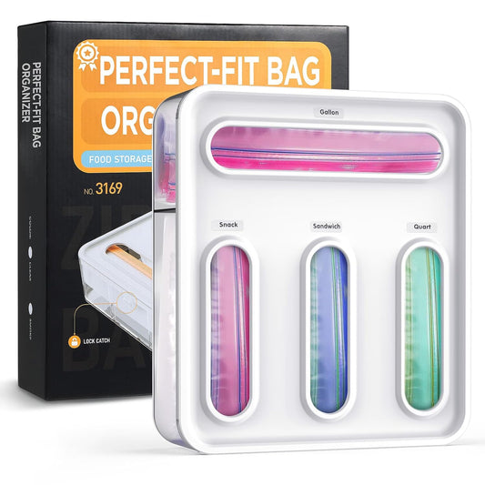 Bag Organizer for Drawer + Fridge, Magnetic Kitche... (Clear)
