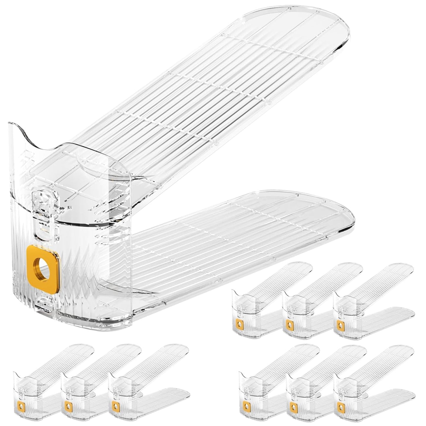 10Pack Shoe Slot Organizers Clear Shoe Stacker Organizer for Closet Shoe Holder Space Saver Rack Storage for Closet (Clear, 10Pack)