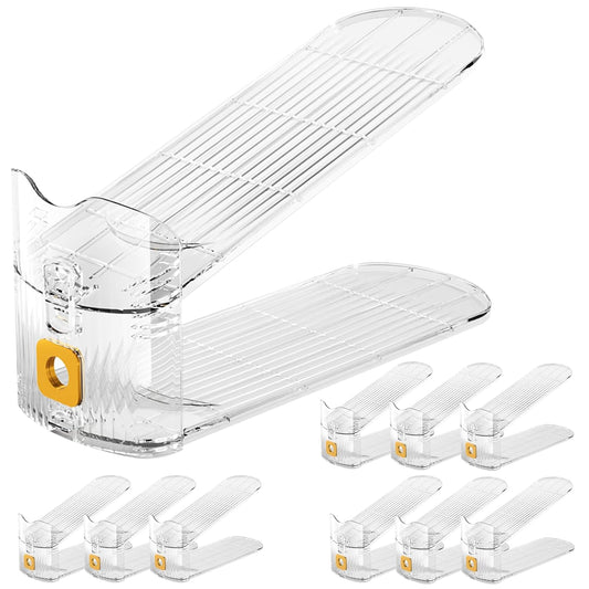 10Pack Shoe Slot Organizers Clear Shoe Stacker Organizer for Closet Shoe Holder Space Saver Rack Storage for Closet (Clear, 10Pack)