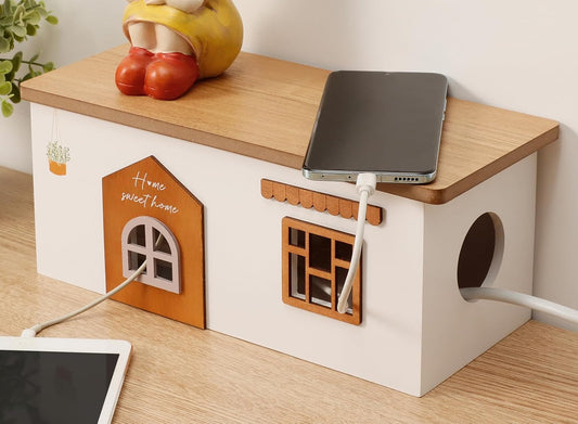 Cable Management Box, Wood Extension Cord Organize... (Medium)
