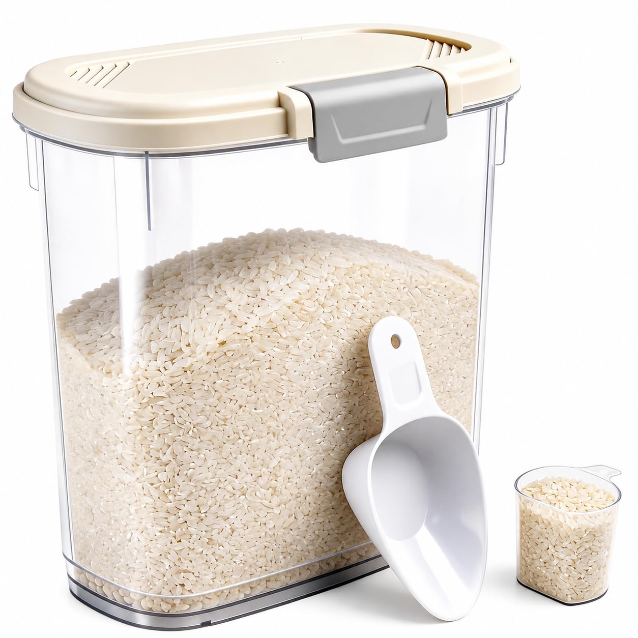 Large Rice Storage Container 15-20 Lbs, Tall Flour Container Dry Food Bin