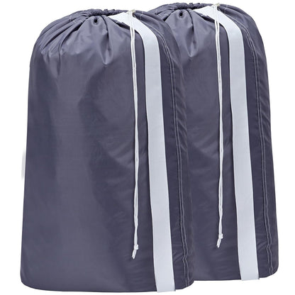 HOMEST 2pack XL Laundry Bag with Strap, Clothes Organizer for Dorm & Travel | Heavy-duty nylon material supports bulky garments and daily transport between baskets and storage areas, Grey