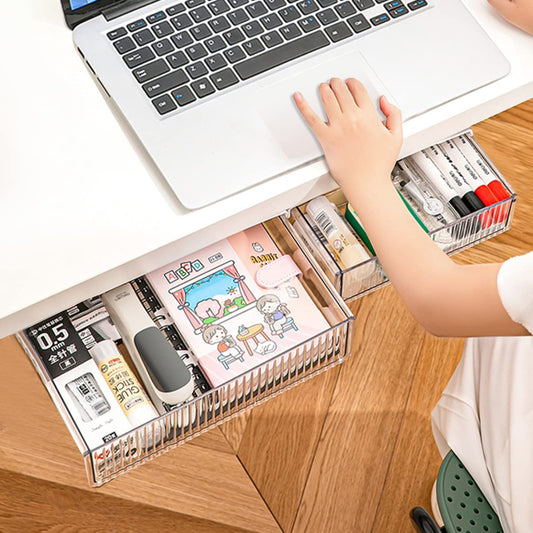 2Pcs Under Desk Storage Drawers Slide Out,Large&Me... (Acrylic)