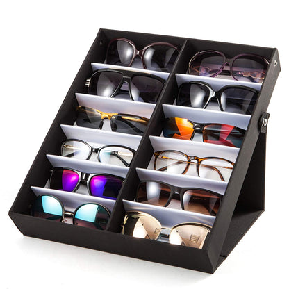 TRIUMPH VISION Sunglasses Organizer Storage Eyeglass Holder Glasses Case | Hold Multiple Eyewear Shades Organization Box Store Multi Glasses Display Stand Satin Lined Snap Closure with Lid Protection