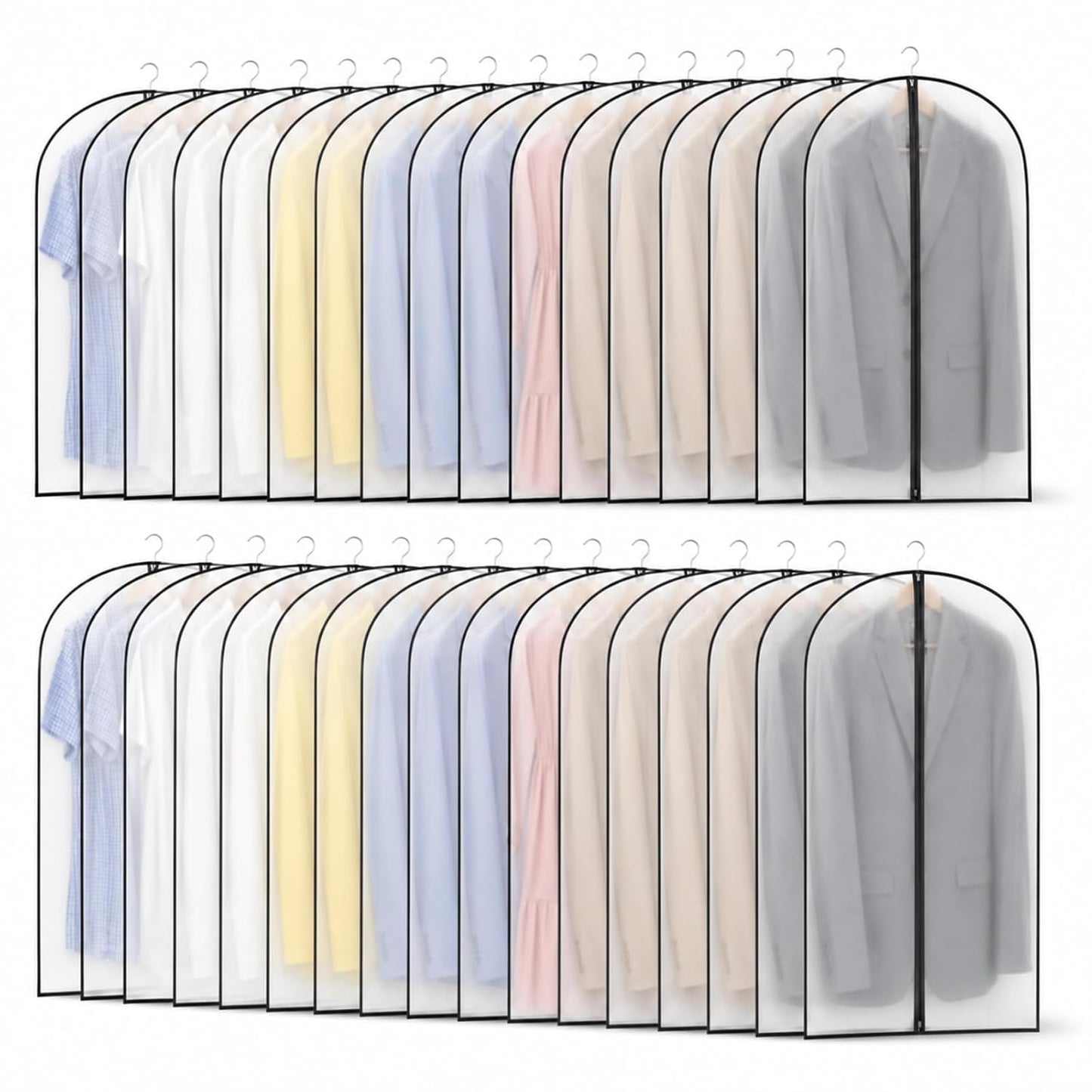 40 Pcs 40" Suit Garment Bags for Closet Storage and Travel | Garment Protection, Dust Resistant Cover, Smooth Zipper Closure, Suit Shirt Coat Storage, Wardrobe Organization Solution