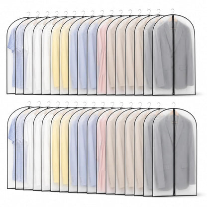 40 Pcs 40" Suit Garment Bags for Closet Storage and Travel | Garment Protection, Dust Resistant Cover, Smooth Zipper Closure, Suit Shirt Coat Storage, Wardrobe Organization Solution