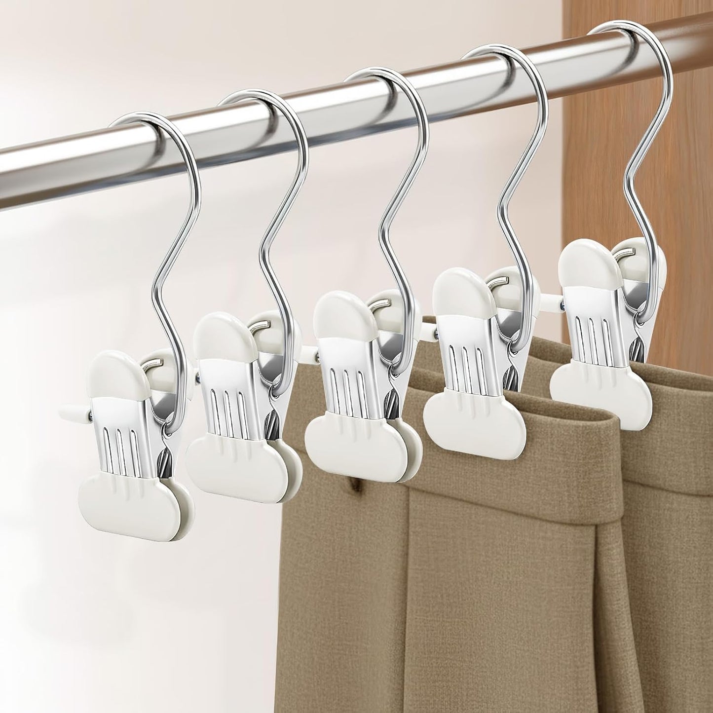 Wide 20 Pack Leggings Hangers for Closet, Metal Pants Hangers with Clips, Non-Slip Skirt Boot Jeans Hanger, Stackable Closet Organizer Space Saving White