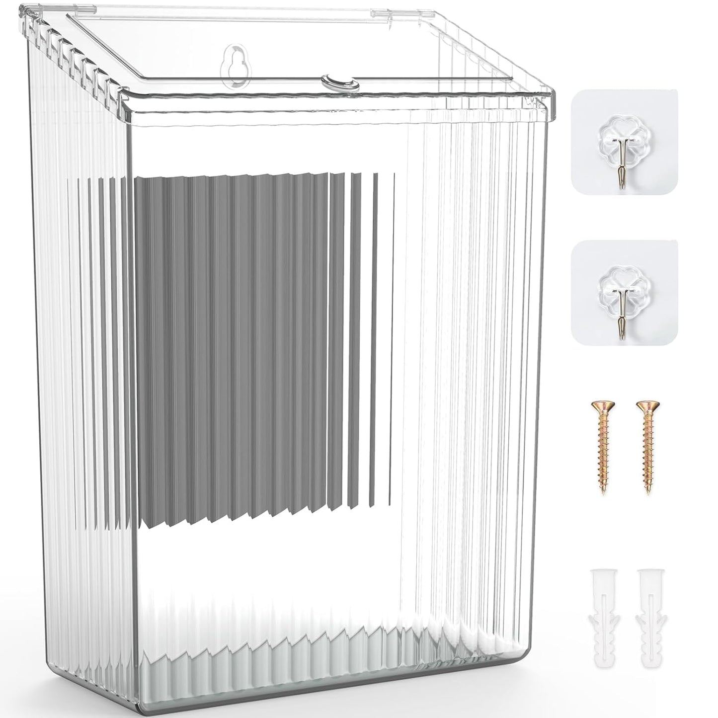Sealegend Magnetic Trash Can with Lid, Space Saving Lint Bin Clear | Wastebasket for Kitchen, Refrigerator, Cabinet, Bathroom & Laundry Room