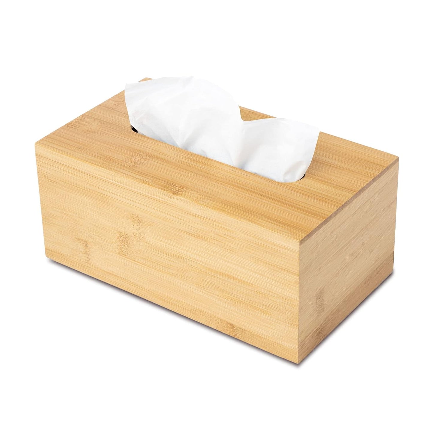 Design Tissue Box Holder, Modern, Minimalist, and Durable Wooden Bamboo Tissue Box with Sliding Bottom, Easy-Refill Premium-Quality Bamboo Tissue Box Cover, Fits 184-Count Box, Rectangular