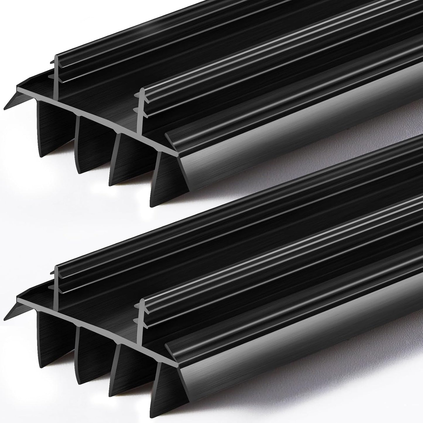 Pushglossy 2 Pcs 32inch Replacement Door Bottom with Vinyl Fins 1 3/4" Wide Threshold Seal Bottom of Door Weatherstrip Kerf Weather Stripping for 7/8" Between Barbs(Black)