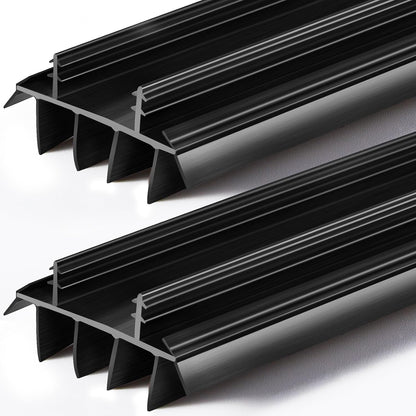 Pushglossy 2 Pcs 32inch Replacement Door Bottom with Vinyl Fins 1 3/4" Wide Threshold Seal Bottom of Door Weatherstrip Kerf Weather Stripping for 7/8" Between Barbs(Black)
