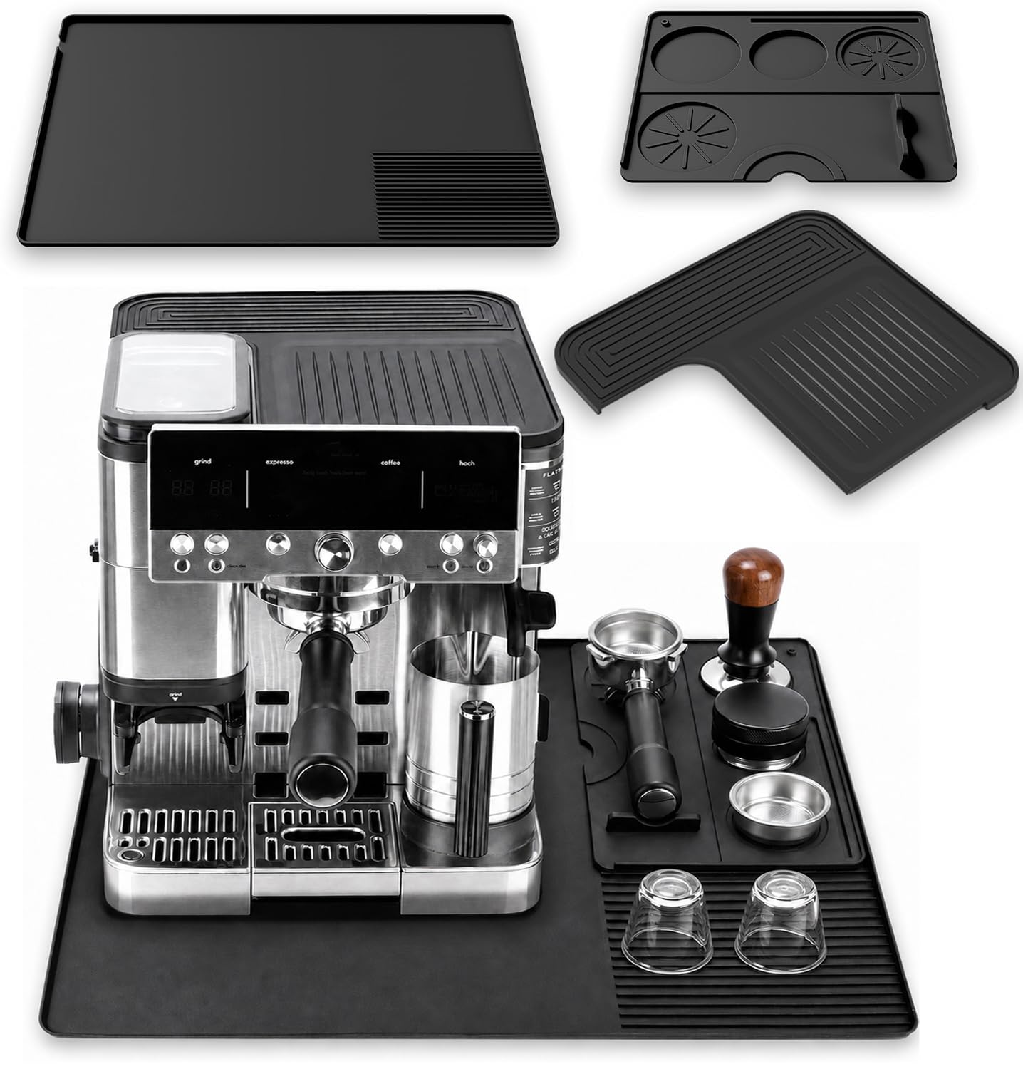 Silicone Coffee Maker Mat for Ninja Luxe ES601 & ES701: 3-in-1 Top Mat + 23.6"x15.7" Coffee Bar Mat + Espresso Tamping Mat – Food-Grade Silicone, Waterproof, Non-Slip,Heat-Resistant Coffee Accessories
