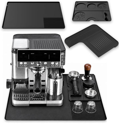 Silicone Coffee Maker Mat for Ninja Luxe ES601 & ES701: 3-in-1 Top Mat + 23.6"x15.7" Coffee Bar Mat + Espresso Tamping Mat – Food-Grade Silicone, Waterproof, Non-Slip,Heat-Resistant Coffee Accessories