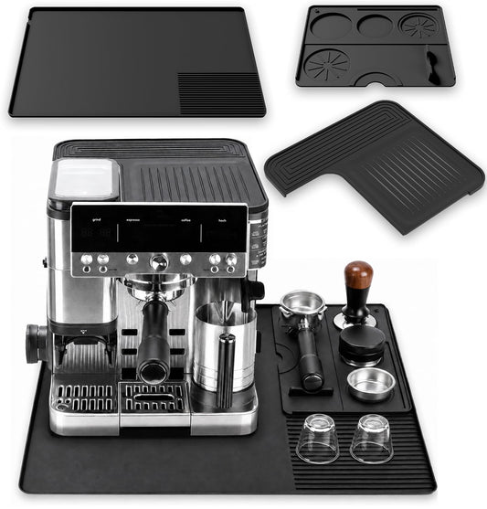 Silicone Coffee Maker Mat for Ninja Luxe ES601 & ES701: 3-in-1 Top Mat + 23.6"x15.7" Coffee Bar Mat + Espresso Tamping Mat – Food-Grade Silicone, Waterproof, Non-Slip,Heat-Resistant Coffee Accessories