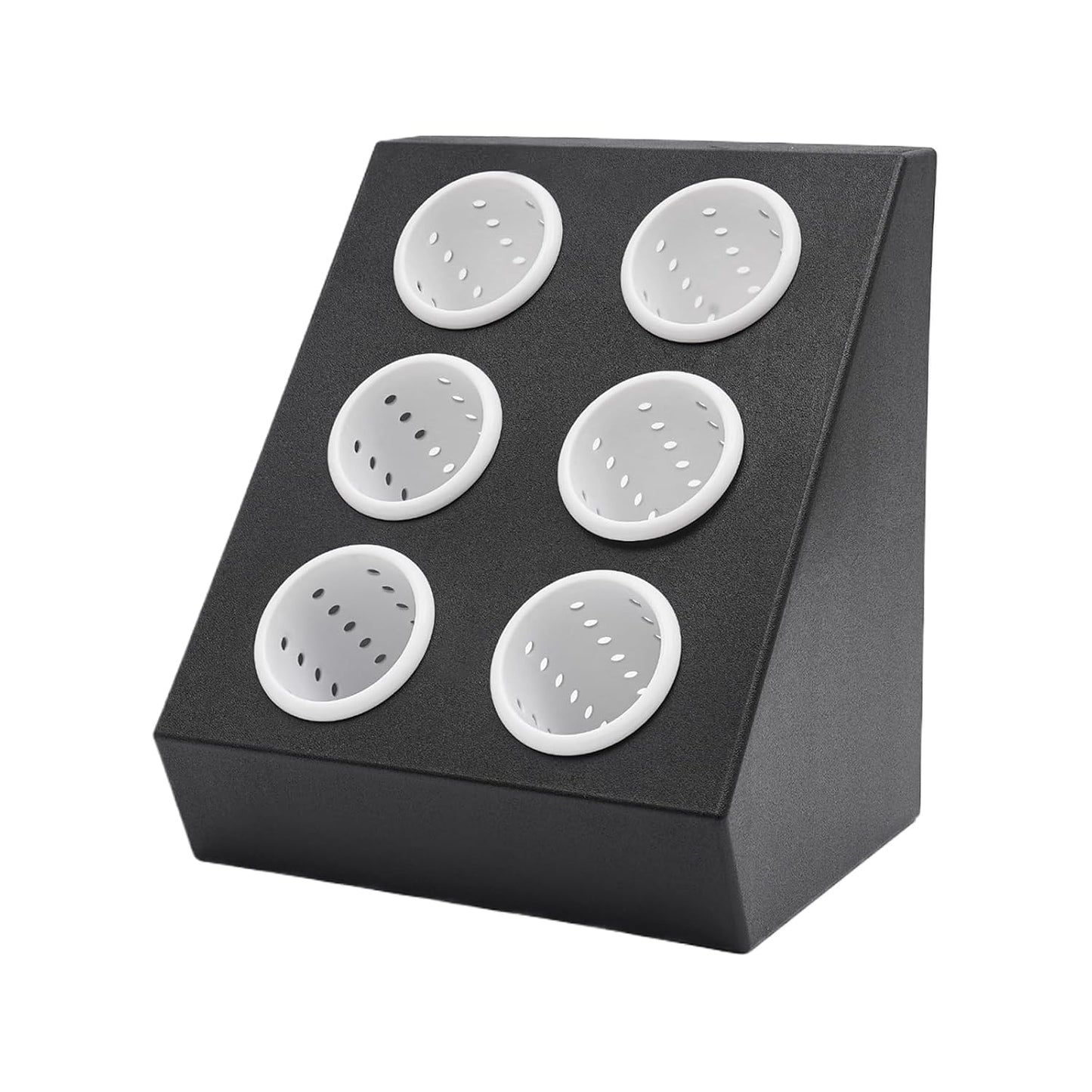 6-Compartment Plastic Utensil Holder，Flatware Cyli... (Black, White)