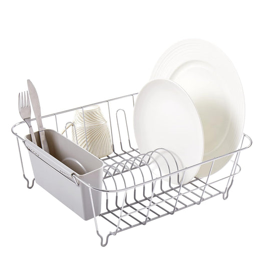 Dish Drying Rack & Cutlery Holder 2 Piece Set - Co... (Silver | Metal, Plasic)