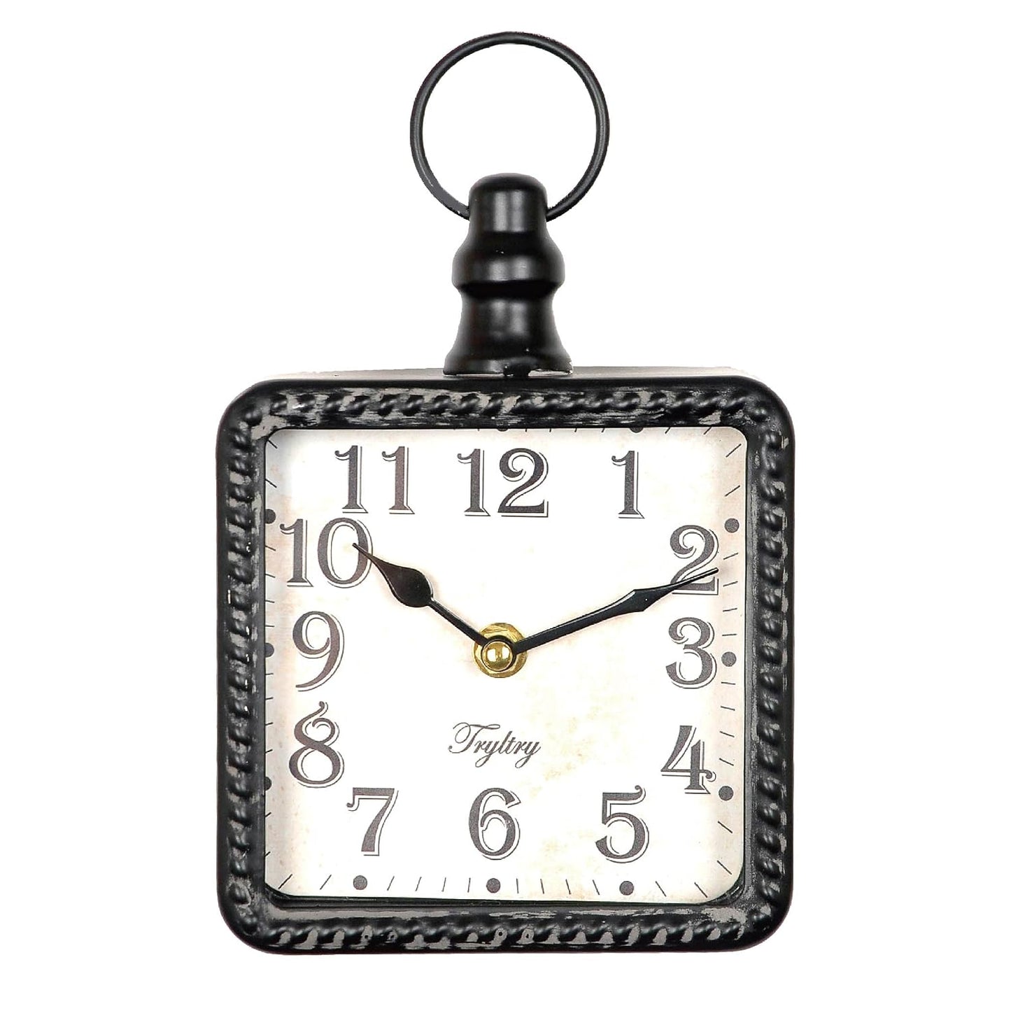 Retro Rectangle Metal Silent Small Wall Clock Black Rectangle | Battery Operated Vintage Decor Wall Clocks, Antique Old Design Style, for Farmhouse,Kitchen,Bedroom,Bathroom Rectangle