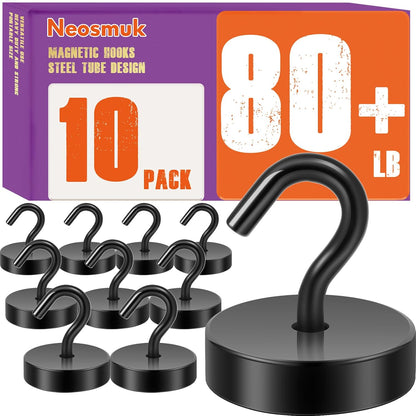 Magnetic Hooks, Cruise Ship Essentials, 80lb+ Heav... (Black | Steel)