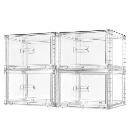 Vtopmart 4 Pack Clear Stackable Storage Drawers 15QT, Easily Assemble Closet Organizers,Plastic Storage Bins for Bathroom,Cabinet,Kitchen Pantry,Under Sink Organization(Medium)