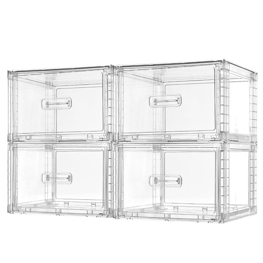 4 Pack Clear Stackable Storage Drawers 15QT, Easil... (clear | Plastic)