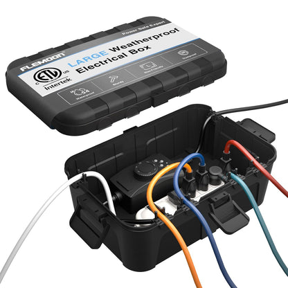 Large Outdoor Electrical Box Waterproof, for Outdoor Plug | 12.5x8.5x5inch, IP54 Extension Cord Cover Weatherproof, Protect Outlet, Socket, Power Strip, Holiday Light Decoration, Black