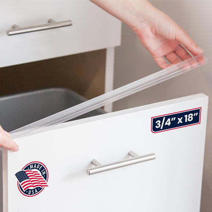 Slimline Cabinet Edge Protector - Prevents Chipping, Wear, Discoloration - Drawer Edge Guard, Bumper for Drawer - Easy Slip-On Installation - 3/4" Thick, 18" Length, White Pack of 4