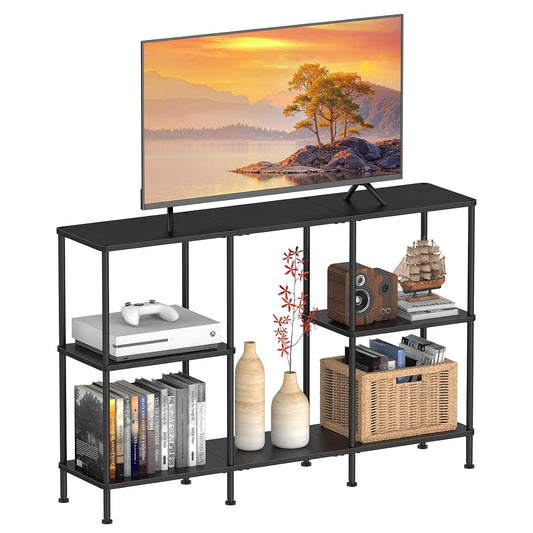 Tall TV Stands for Bedroom Living Room, Black TV Stand for 50 43 40 Inch TV | Tall Entertainment Center with Open Storage,3 Tier TV Stands TV Console Table for Bedroom, Media Cabinet with Shelves, Black