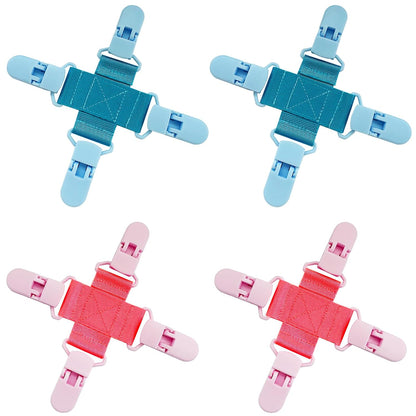 4 Pack Bed Sheet Detangler Reduces Laundry Tangles Keep Bed Sheets/Duvet Covers/Blankets from Tangling, Twisting, and Balling in Washer and Dryer, Fewer Wrinkles, Saves Time and Energy (Blue+Pink)