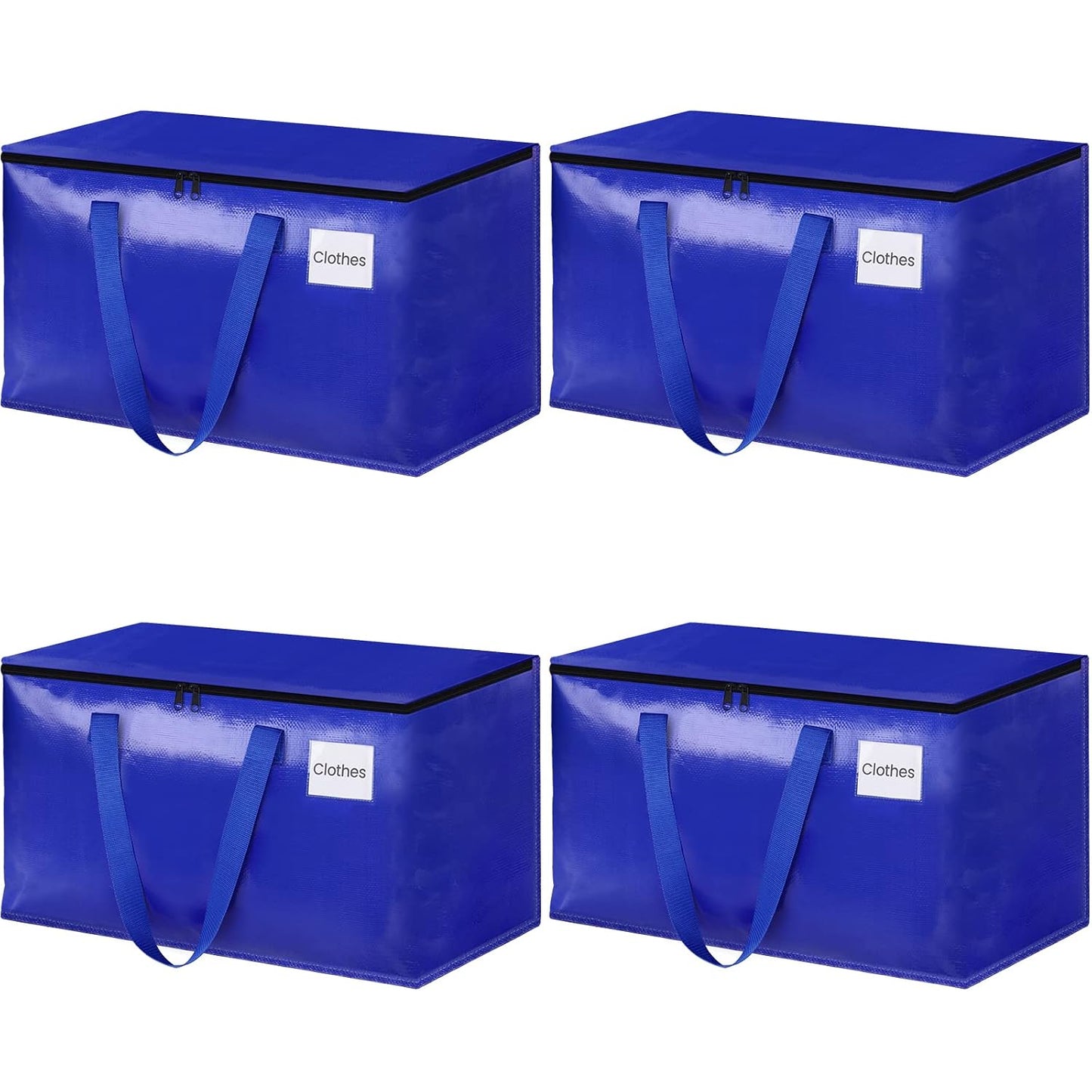 StorageRight Moving Bags, Moving Boxes, 93L 4-Pack Sotrage Bags Totes, Blue | Heavy Duty Storage Bins with Lids, Zipper, Reinforced Handles, Tag Pocket, Foldable Moving Supplies for Collge, Dorm,Travel