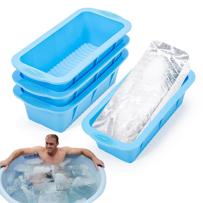 Extra Large Ice Block Mold, 4 Pack 9.4lb Big Ice Cube Molds | Silicone Ice Bath Accessories Water Chiller for Cold Plunge or Coolers