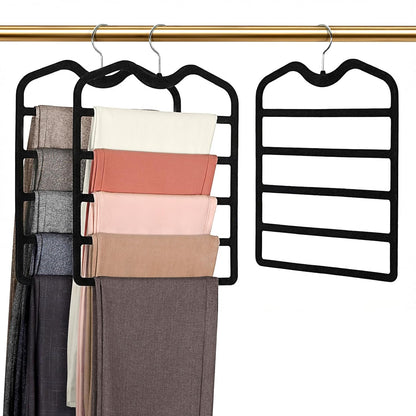 Pants Hangers Space Saving,3 Pack Velvet Short Neck Pants Hangers,5 Tier Space Saving Velvet Hanger,Closet Organizers and Storage Dorm Room Essentials for College Students Girls Guys Holds Pant,Jean