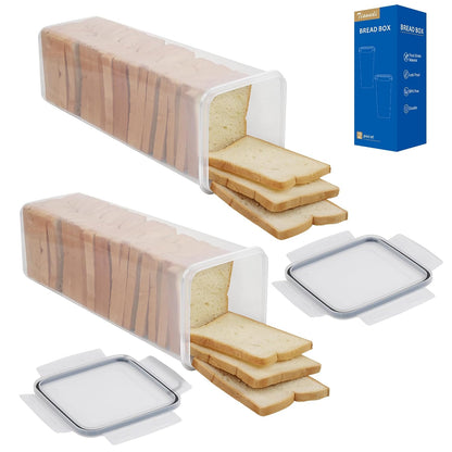 2 Pack Bread Box, Plastic Bread Container, Bread S...