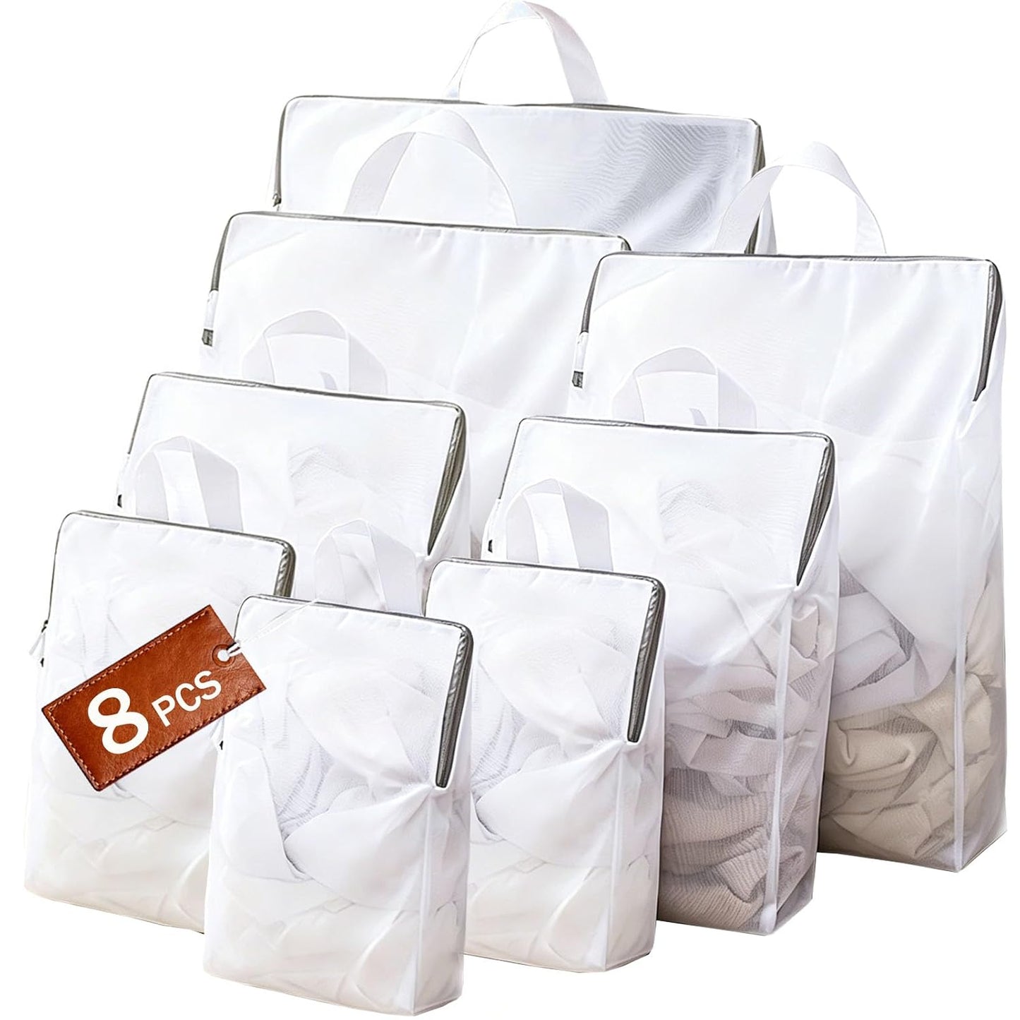 8 Pcs Mesh Laundry Bags for Delicates, Large Laundry Bag with Handles | 3D Fine Mesh Bags for Washing Machine, S/M/L/XL Delicates Bags for Lingerie Sweater Bras Underwear, Travel Storage Bag