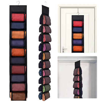 2 Pack 40-Pocket Hanging Legging Organizer Storage, Dorm Essentials | Double-sided, Breathable Mesh, Saving Space, Storage Yoga T-Shirts Bras Socks Pants Tank Top Towel