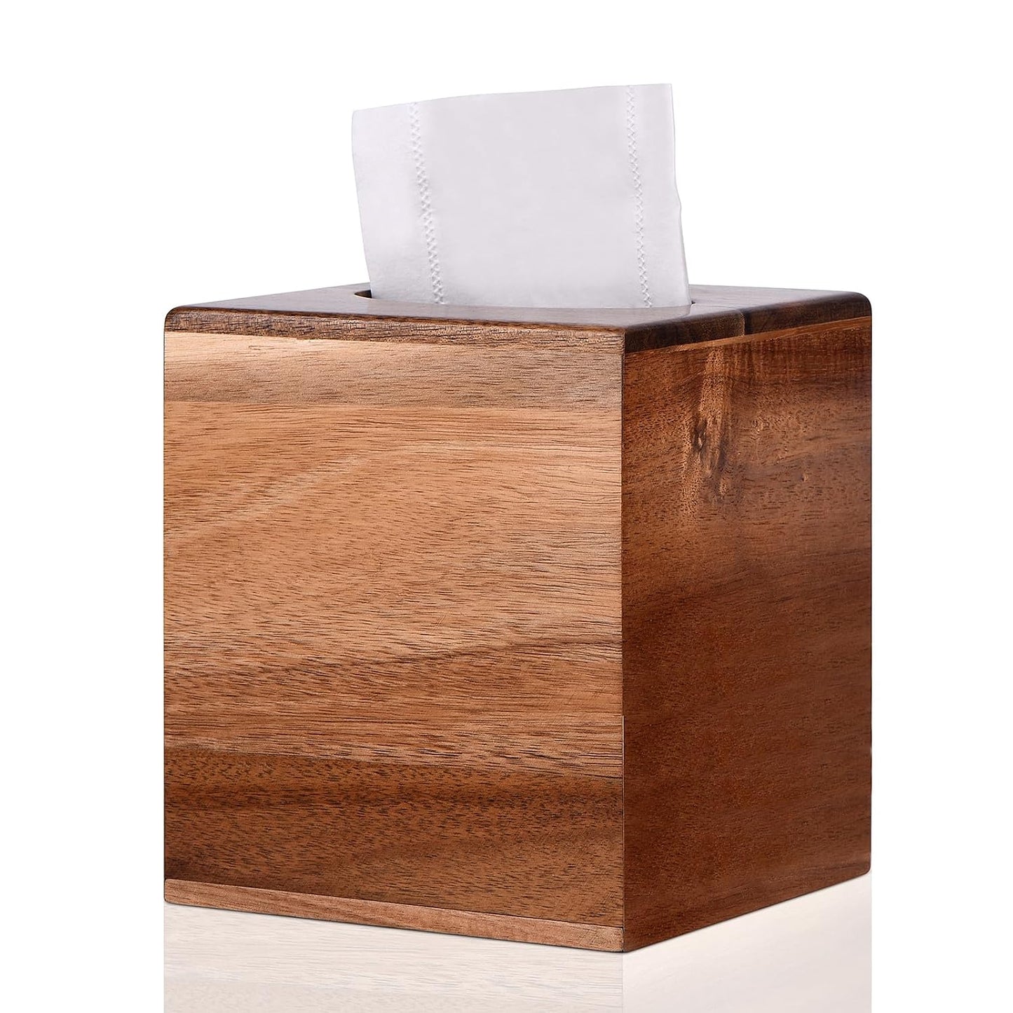 Tissue Box Cover Square, Acacia Wood Tissue Box Holder with Slide-Out Bottom, Wooden Tissue Box Cover Cube for Bathroom, Bedroom, Dinner Table, Office,Kitchen | with Slide-Out Bottom，for Bathroom, Bedroom, Dinner Table,Office,Kitchen