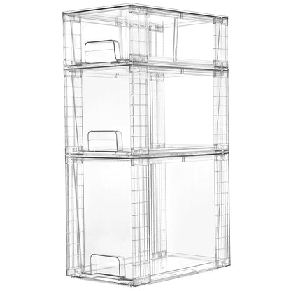 3 Pack Clear Stackable Storage Drawers,Easy to Ass... (Transparent | Acrylic)