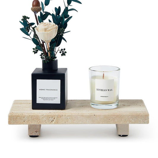 Natural Travertine Tray Pedestal Stand, Stone Rise... (Travertine | Marble)