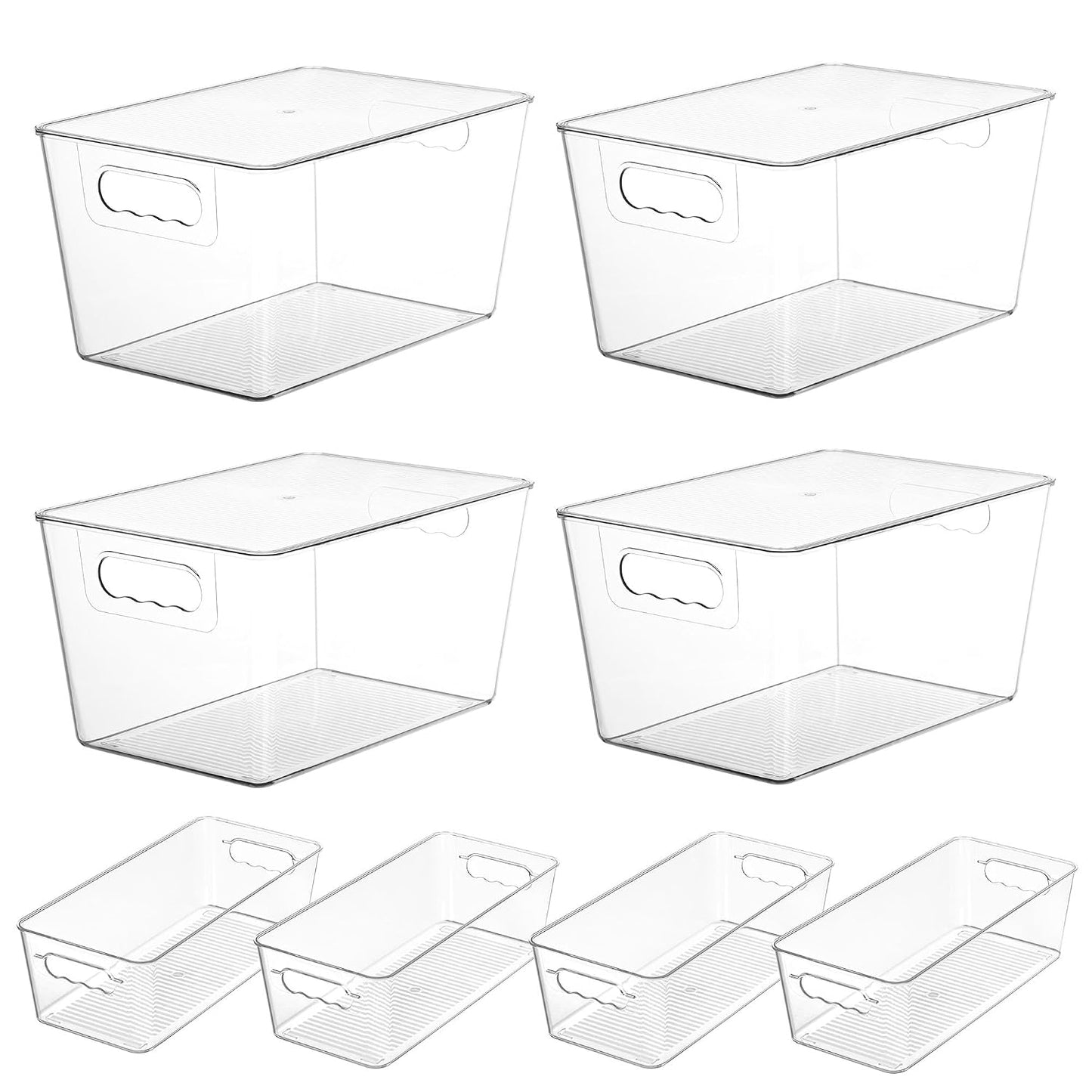 8 Pack Clear Storage Bins with Lid Set for Pantry... (Clear | Plastic)