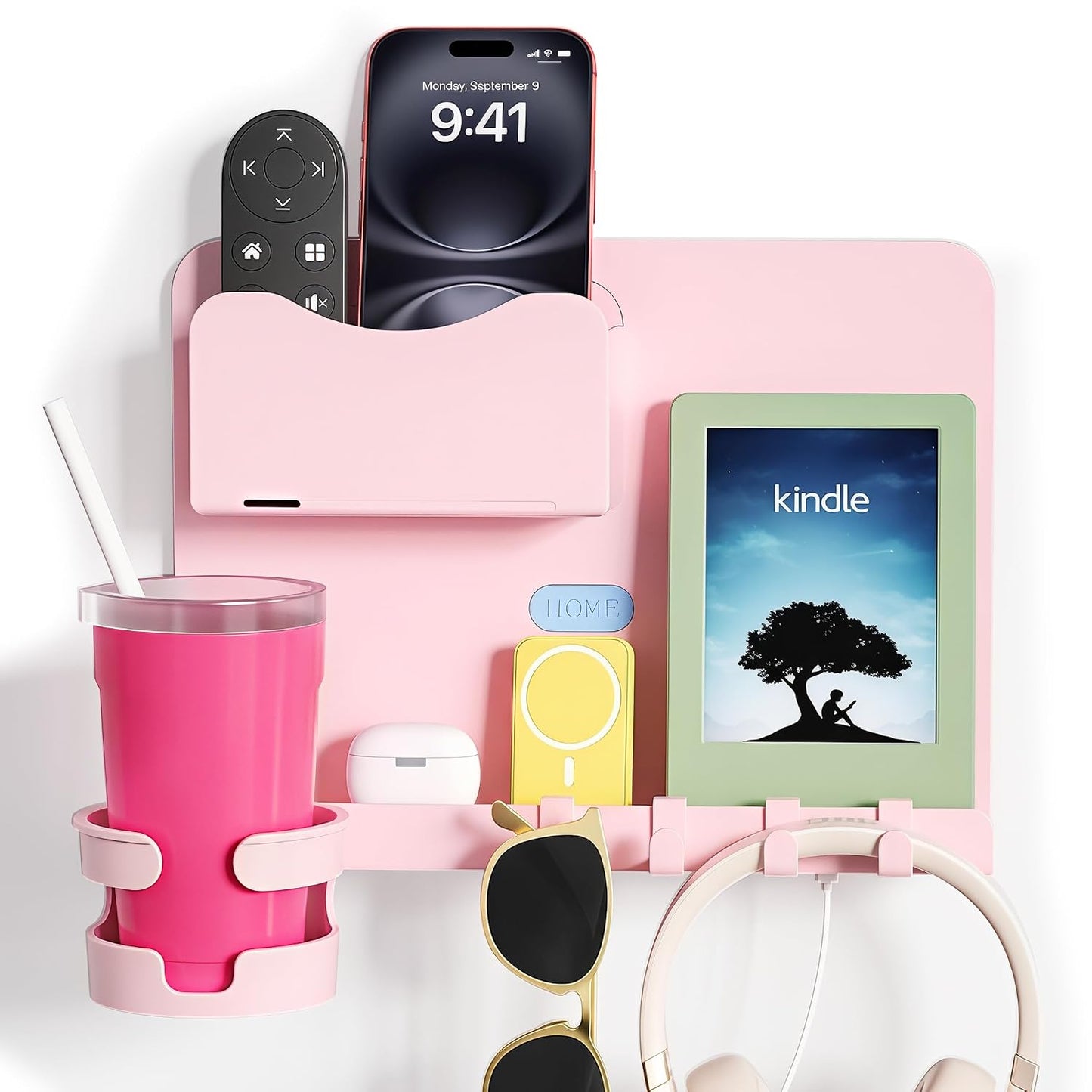 Floating Shelves for Bedside Shelf Accessories Organizer, Wall Mount Shelf Stick On, Cute Room Decor Aesthetic, Girls Room Decor, Cool Stuff for Bedroom Storage and Organization (Pink)