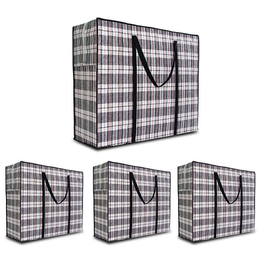 Heavy Duty Extra Large Moving Bags, 168L Jumbo Org... (4 Count | Black Checkered)