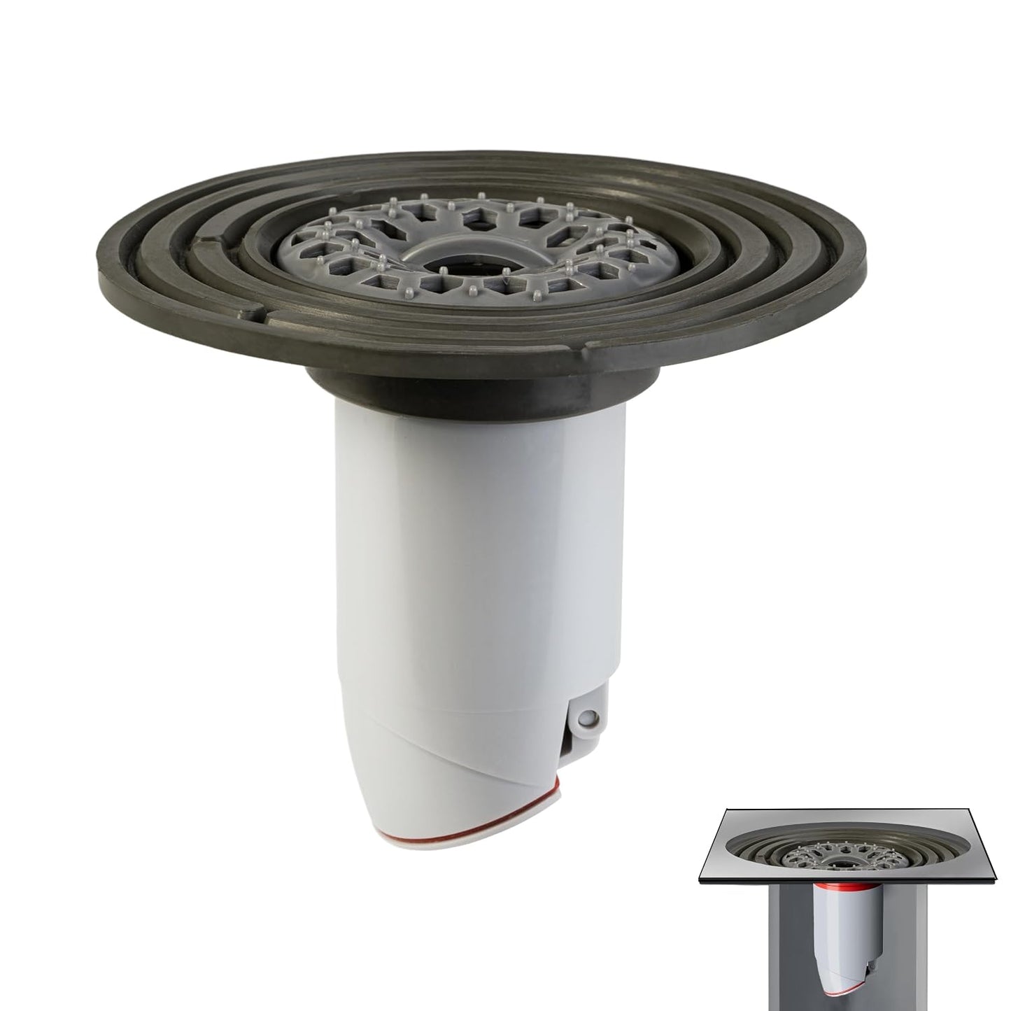 Odor-Proof Shower Drain Plug - Backflow Preventer with Magnetic Closure Valve, Hair Catcher, and Silicone Reducer Ring, Fits 1.9''-3.9'' ID Drains, Sewers, and Pipes