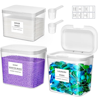 Lifewit Laundry Pods Container with Pop-up Lid, 0.72+0.5 gal, 3 Pcs | Coffee Pod, K-Cup Storage, Laundry Room Organization, Dryer Sheet Holder for Washing Powder Detergent